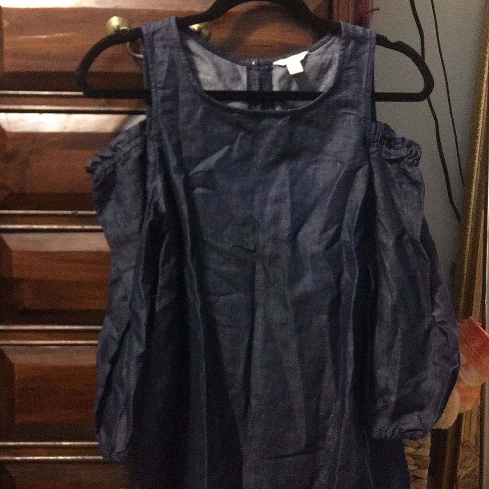 I denim long sleeve off the shoulder